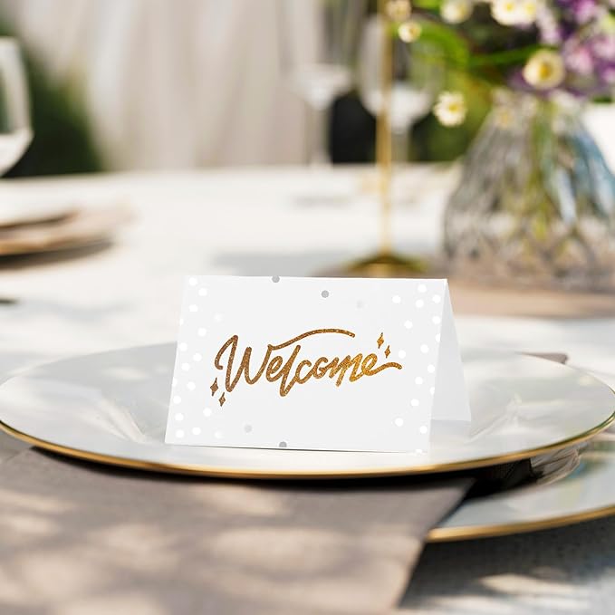 50Pcs Place Cards for Table Setting, Name Cards for Table Setting for Wedding Tables Numbers, Banquets, Events Menu and Card Food Tables for Dinner Party(Silver)