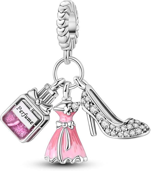 NARMO S925 Sterling Silver Charms Hamsa Charm for Pandora Bracelets Cross Charms for Bracelets Perfume High Heels Dangle Charms Silver Charms for Women