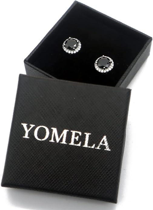 YOMELA Cubic Zirconia Earrings Studs, Halo CZ Birthstone Simulated Diamond Stud Earrings for Women