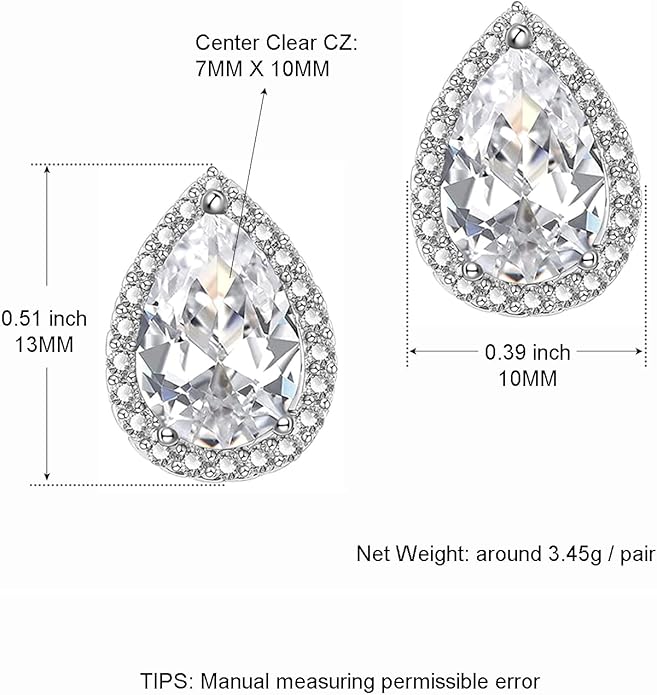 YOMELA Cubic Zirconia Earrings Studs, Halo CZ Birthstone Simulated Diamond Stud Earrings for Women
