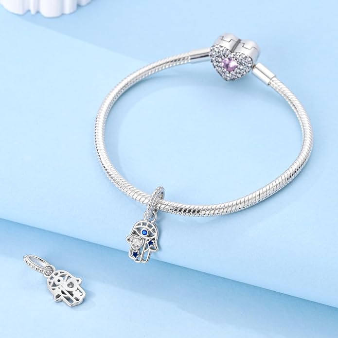 NARMO S925 Sterling Silver Charms Hamsa Charm for Pandora Bracelets Cross Charms for Bracelets Perfume High Heels Dangle Charms Silver Charms for Women