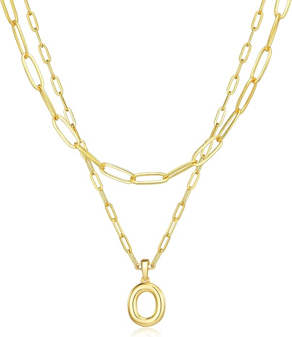 adoyi Valentines Day Gifts for Women Hers Dainty 14K Gold Plated Heart Initial Necklaces Layered Letter A-Z Pendant Necklace Stack Trendy Jewelry Birthday Valentines Day Gifts for Women Jewelry