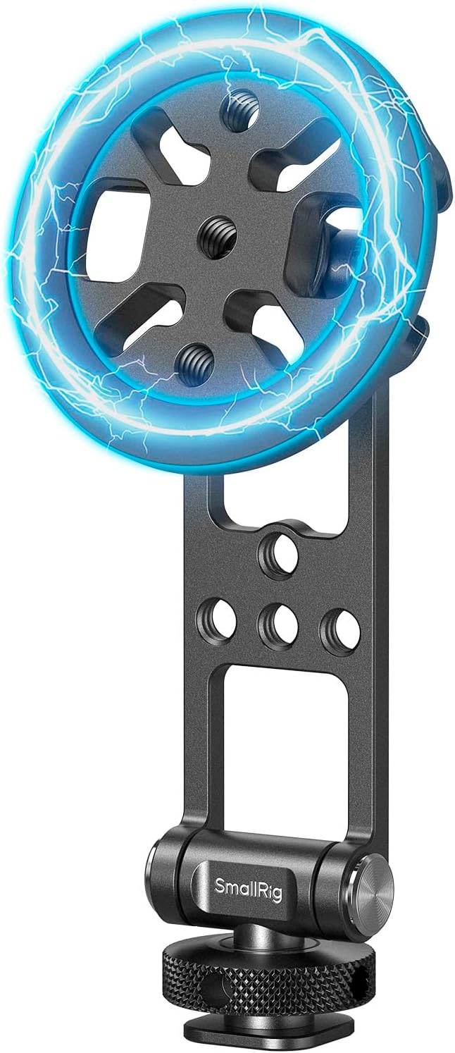 SMALLRIG Magnetic Metal Phone Mount with Cold Shoe Mount, Adjustable Rotatable Phone Tripod Holder Adapter for iPhone 17/16/15, Camera Monitoring, Tripods, Stabilizers - 5156