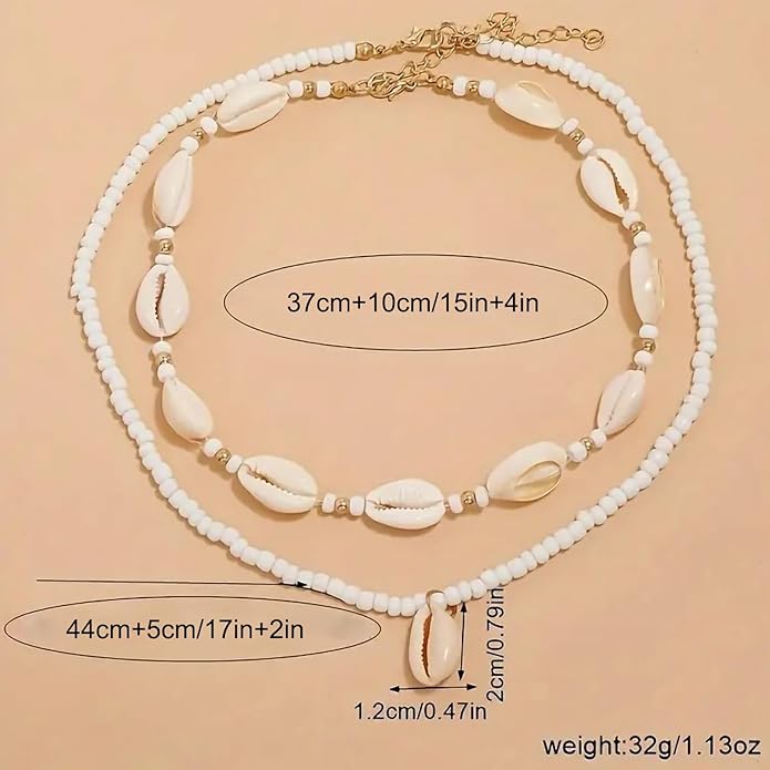 Nackiy Handmade Sea Shell Necklace for Women Summer Adjustable Natural Shell Collar Necklace