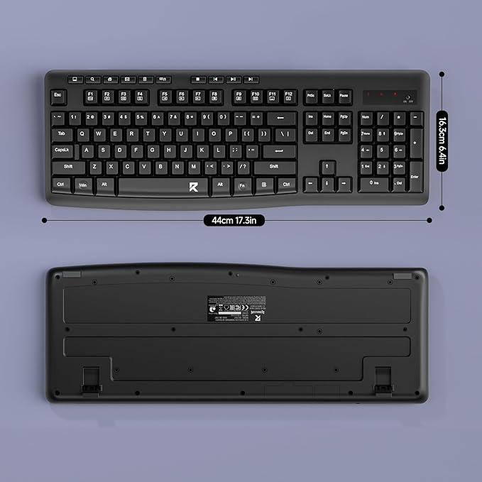 Redragon BK-7367 2.4G Wireless Keyboard, Membrane Computer Keyboard with 10 Individual Multimedia Keys, Spill Resistant Adjustable Kickstand AA Battery