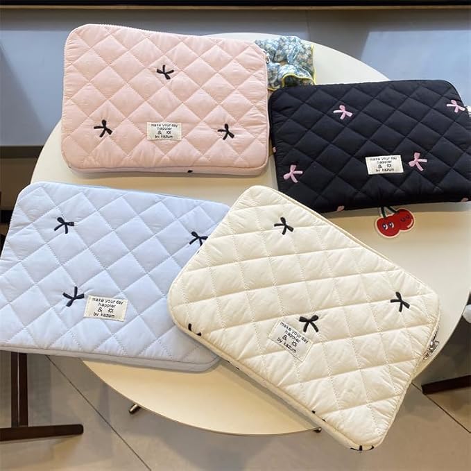 Cute Bow Graphic Carrying Laptop Bag Y2K Preppy Laptop Sleeve Case Bag Kawaii Pad Computer Protect Case Pouch (11 inch,White)