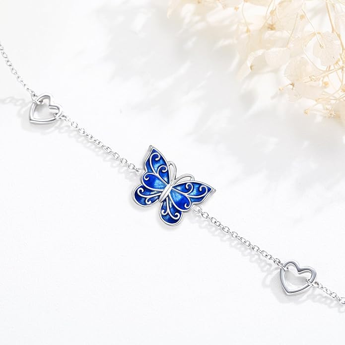 Dragonfly Bracelet 925 Sterling Silver Butterfly Bracelet Adjustable Celtic Moon Bracelet Irish Celtic Jewelry Gifts for Women