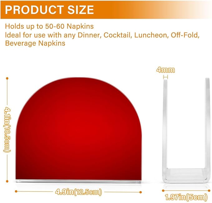 Napkin Holder, Plain Red Solid Color Napkin Holder for Table Standing Napkin Holders for Table, Kitchen & Dining Room Decor