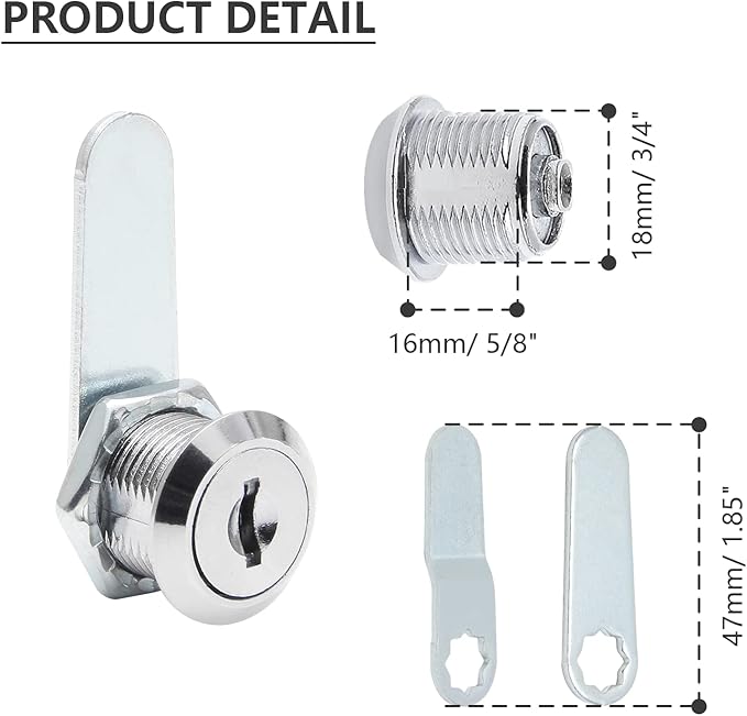 Uenhoy 6 Pack Cam Locks Keyed Alike, 5/8" (16mm) Set for Drawers, Mailbox, Tool Box, RV, File Cabinet Locks with Keys