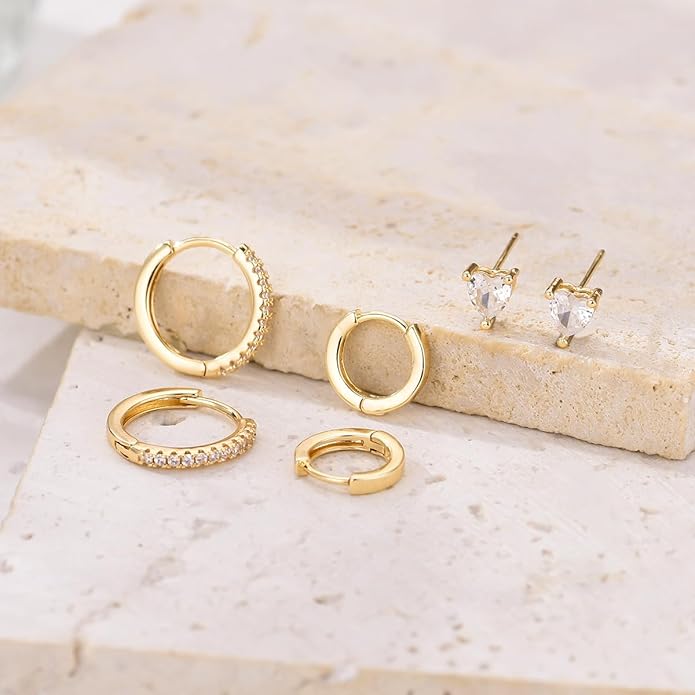 9 Pairs Chunky Gold Earrings Set for Women Trendy Lightweight Gold Plated Hoop Earrings Hypoallergenic Jewelry