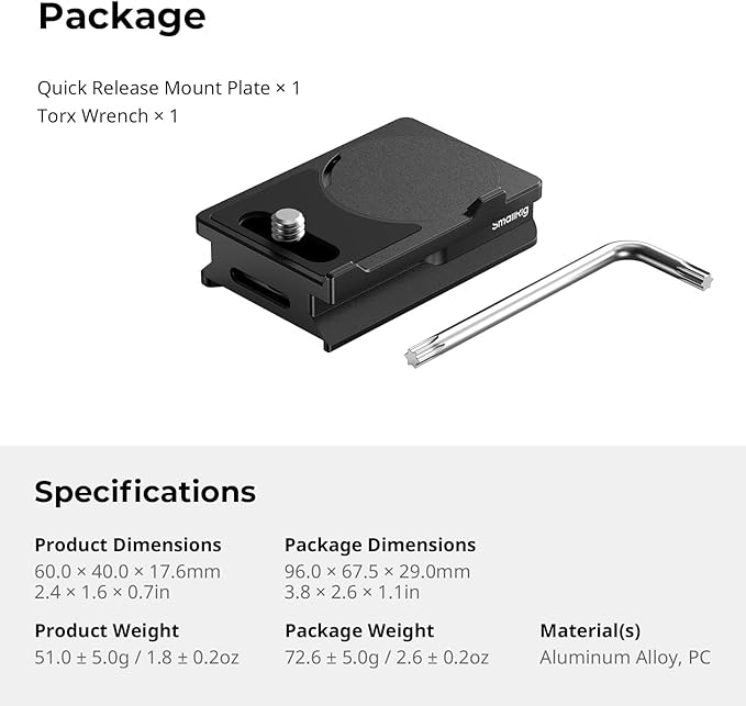 SMALLRIG Mount Plate for AirTag, Quick Release Camera Mount Baseplate for Arca-Type, Built-in EVA Pad, 1/4"-20 Screws, for FUJIFILM X-H2 / X-T4 / X-T5 / X-T50 / GFX 100S II / F8-X5M / X100V - MD5425