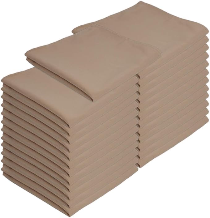 Arkwright Restaurant Cloth Napkins - (Pack of 25) Spun Polyester Dinner Napkin with Hemmed Edges - Ideal for Dinner, Wedding, Party, Banquet, Kitchen, 20 x 20 in, Sandalwood