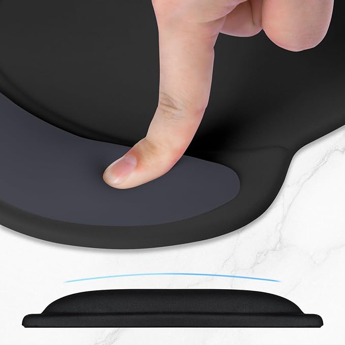 ITNRSIIET Ergonomic Mouse Pad with Comfort Gel Wrist Rest, Non-Slip PU Base, Smooth Textured Surface, Reduces Hand Fatigue & Wrist Pain, 8.7 x 7.2 Inch for Office Gaming Home, Black Gray Gradient