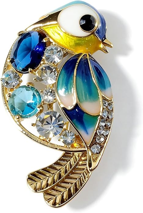 Brooches for Women Blue Bird Brooch with Sapphire Crystal Enamel Animal Pin for Women Fashion Jewelry for Coat/Dress/Gift