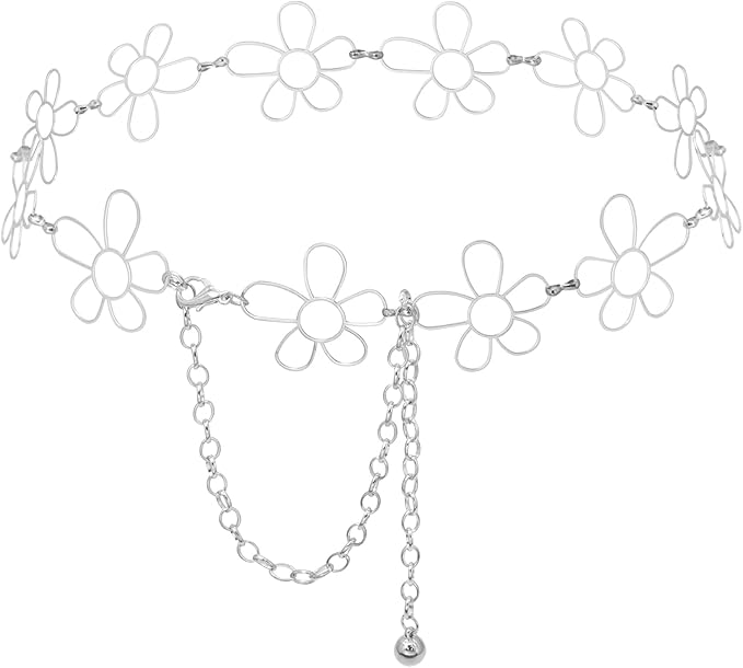 Small Flower Metal Belt Chain - Adjustable Waist Chain for Women's Dresses