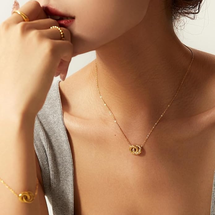 IBARA Women Gold Dianty Necklace Sun Crescent Moon Star Evil Eye Lock Lovely Heart Flower Butterfly Pearl Pendant Coin Necklaces 18K Gold CZ Diamond Filled Chain Boho Beach Simple Handmade Jewelry