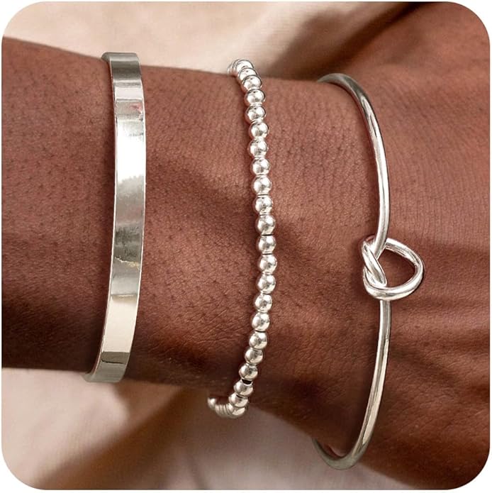 Gold Bangle Bracelets for Women, Non Tarnish Dainty 14K Gold Plated Cuff Bracelets Stackable for Women,Waterproof Bracelet Stack Gold Jewelry Gifts Trendy Adjustable Accessories