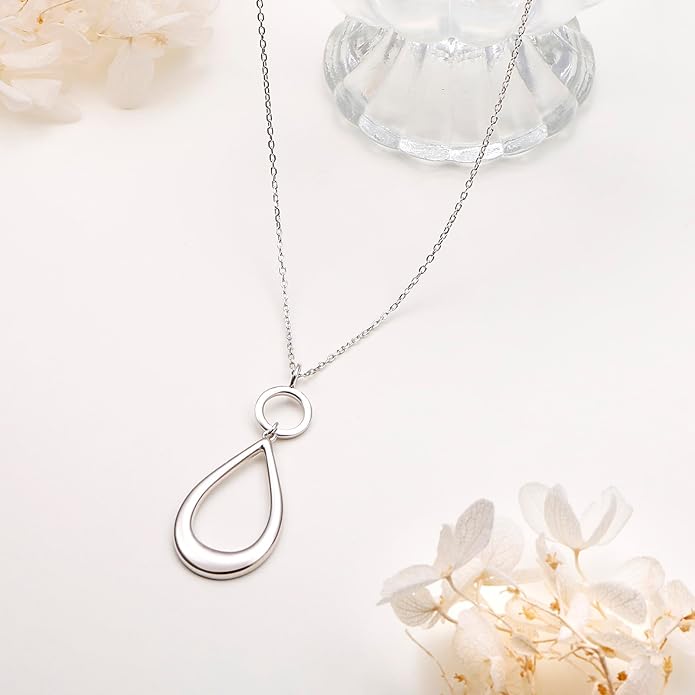 Long Necklace Sterling Silver Larait Bar Y Lariat Long Chain Drop Adjustable Necklace Gift for Her, 30"