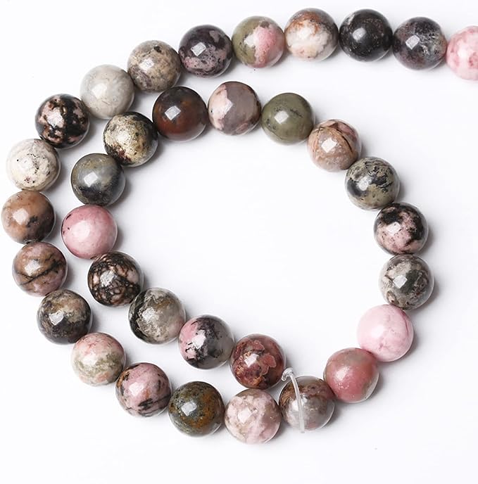 4MM 86PCS Natural Stone Black Stripe Rhodochrosite Gemstone Beads for Jewelry Making DIY Bracelet Necklace Semi Precious Crystal Beads