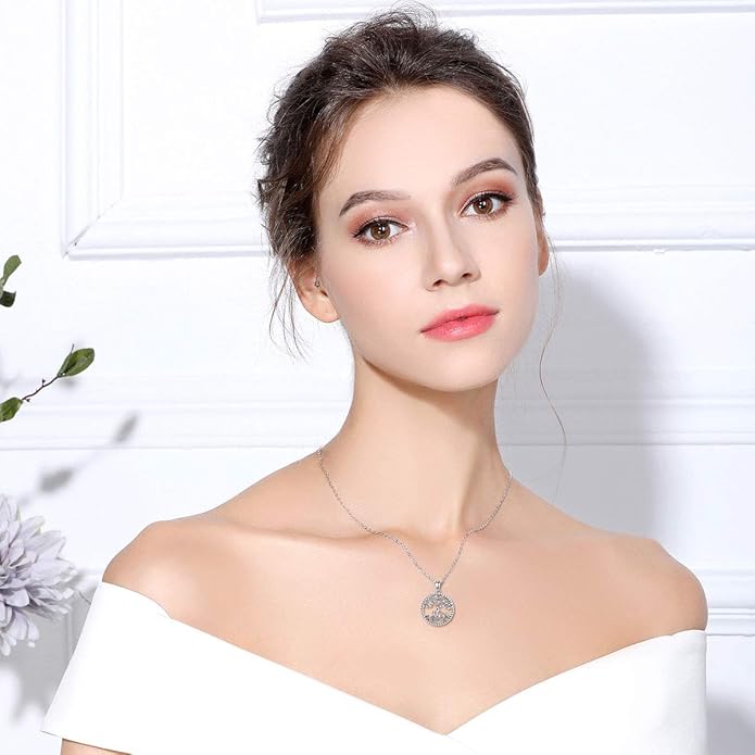 Vito 925 Sterling Silver Tree of Life Necklace for Women, Mother Tree Pendant for Mom Mother Necklace Mother's Day Jewelry Gift for Wife Grandma, 18/22 Inch Chain
