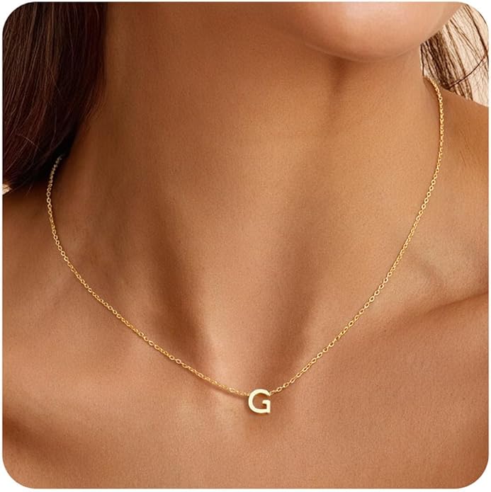 Turandoss Initial Necklaces for Women - Personalized 14K-Gold-Plated Letter A-Z Initial Pendant Necklaces Jewelry, Birthday Gifts for Women Teen Girls Girlfriend