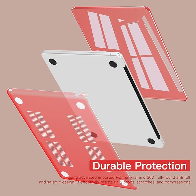 CISSOOK Compatible with MacBook Air 13.6 inch Case A3240 A3113 A2681 2025 2024 2022 Released, Plastic Hard Shell Case with Keyboard Cover USB Adapter for MacBook Air 13 M2 M3 M4, Crystal Red