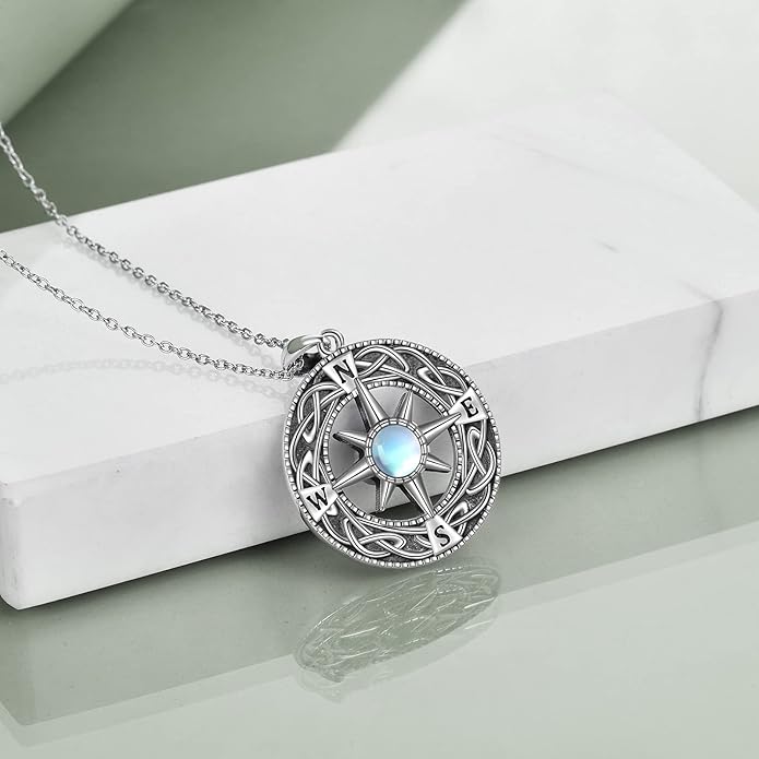 Compass Necklace Sterling Silver Celtic Knot Necklace Graduation Friendship Talisman Travel Necklace Inspirational Graduation Gift Jewelry Gifts for Women Girls