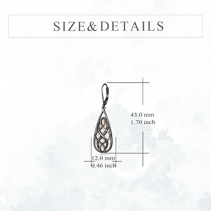 VONALA White Opal Celtic Knot Dangle Drop Earrings for Women 925 Sterling Silver Boho Chic Jewelry Gift for Women
