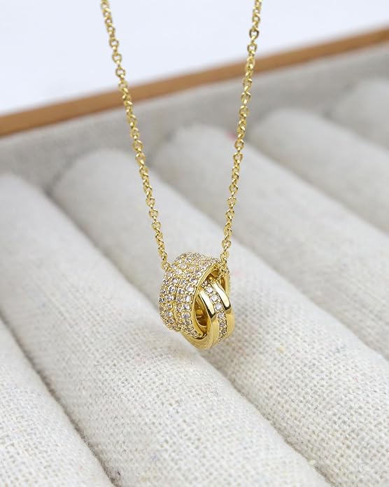 14K Gold Plated CZ Minimalist Dainty Pendant Necklace | Gold Necklace for Women | Daily Wear Gold Jewelry