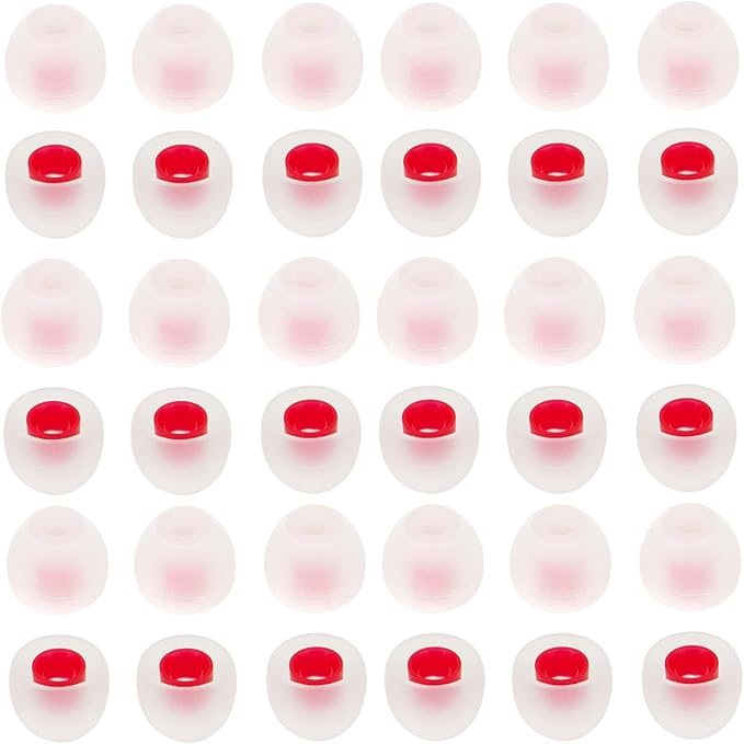 36 Pieces Small Earbud Tips Soft and Comfortable Ear Bud Replacement Pieces Silicone Fit Most in-Ear Headphones，Inner Hole 3.8mm -5.5mm，Small White and Red Replacement Eartips