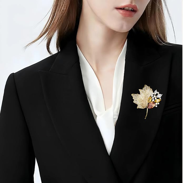 Elegant Leaf-shaped Crystal Brooch, Perfect for Any Occasion，Rose Gold/Silver