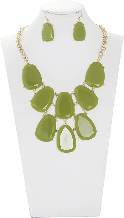 Firstmeet Chunky Bubble Statement Collar Necklace with Earrings for Women