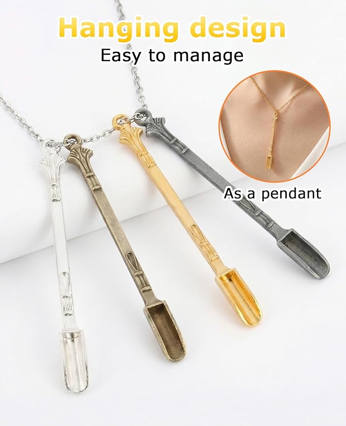 10 Pcs Mini Spoon Keychain, Metal Tiny Shovel Spoons for Home Kitchen Spices, Necklace Charms Pendants Diy Craft Making