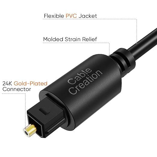 CableCreation 12FT Digital Optical Audio Cable 2-Pack, Toslink Male to Male, Compatible with Home Theater, Sound Bar, TV, PS4, Xbox & More