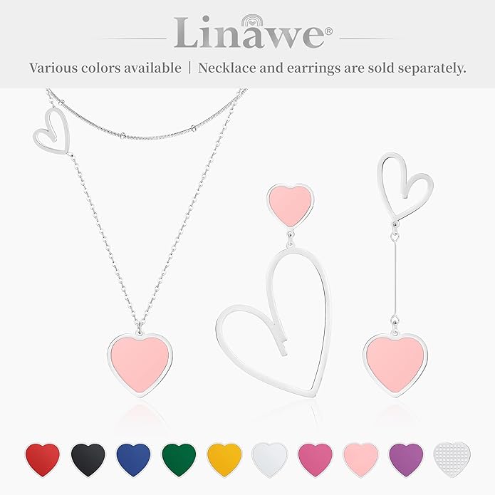 Linawe Layered Choker Heart Pendant Necklace for Women Trendy, Gold/Silver/Rose Gold Chain Stainless Steel Stacked Necklaces, Double Heart Necklace Y2K Preppy Jewelry