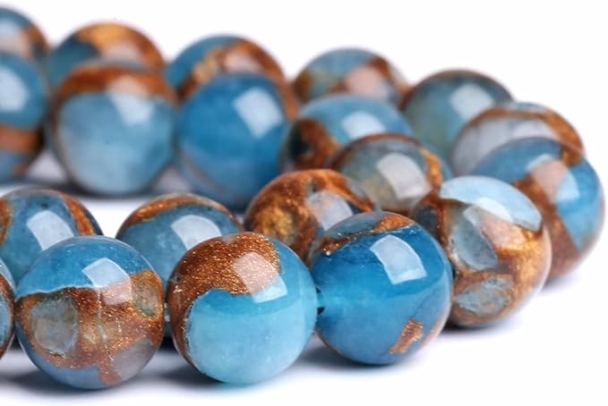 90PCS 8MM Lake Blue Cloisonne Craft Spacer Loose Beads for Jewelry Making DIY Bracelet