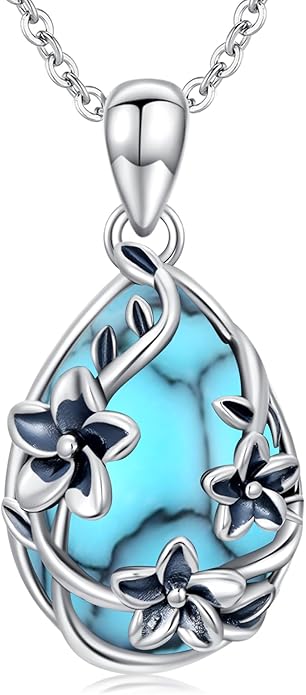 JUSTKIDSTOY Moonstone Necklace 925 Sterling Silver Teardrop Pendant Necklace Jewelry Gifts for Women Girls