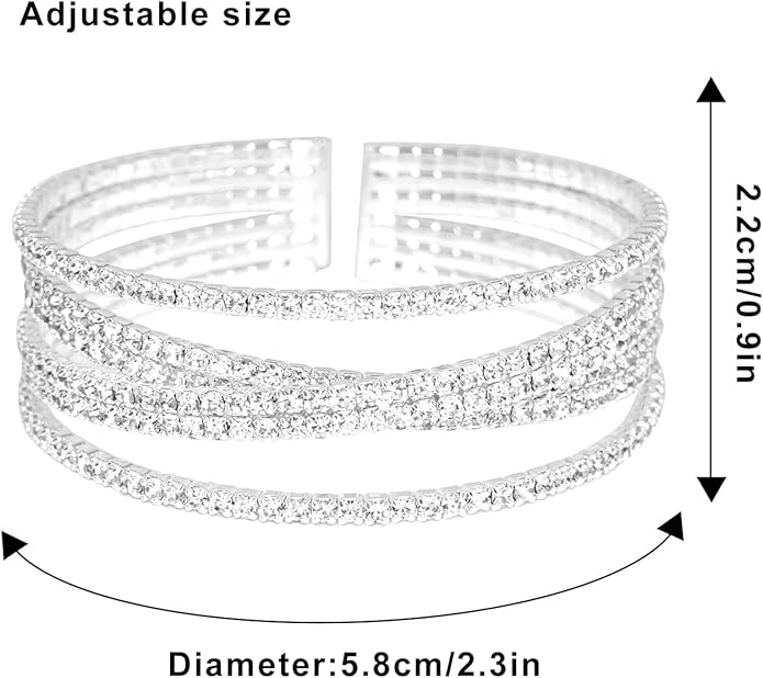Rhinestone Bracelet Multilayer Cuff Bracelet Sparkling Crystal Layered Bridal Bracelets for Women