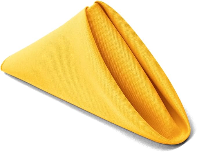 TableLinensforLess 17x17 Inch Polyester Cloth Napkins, Set of 12 (Dark Lemon)
