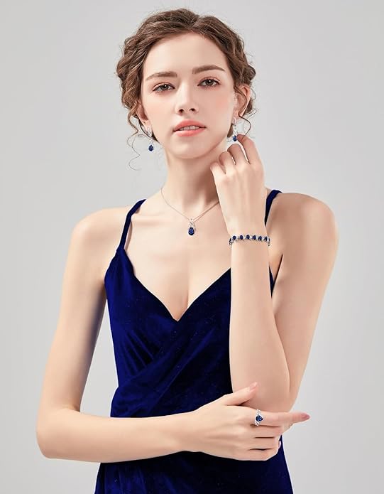 LMXXVJ Jewelry Set for Women,Teardrop Cubic Zirconia Necklace Earrings Adjustable Ring Bracelet Jewelry Set Formal Jewelry Gift
