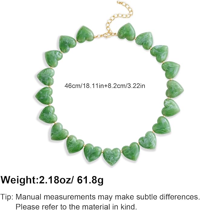YUJIE Amber Acrylic Heart Choker Necklace for Women Vintage Punk Chunky Necklace Trendy Fashion Accessory