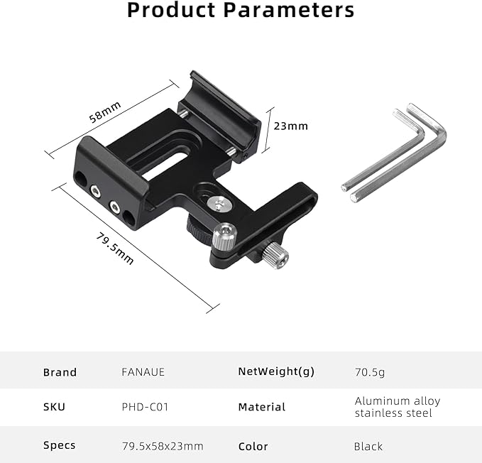 FANAUE SSD Mount Bracket SSD Holder with Cold Shoe Cable Clamp, 1.5"-2.1" for Samsung T5 T7 SSD SanDisk Compatible with BMPCC 4K /6K /6K Pro Camera Cage