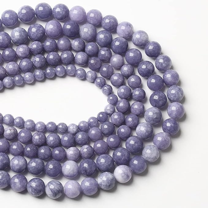 8mm 45pcs Natural Purple Angelite Stone Beads Lavender Gemstone Round Loose Beads for Jewelry Making DIY Bracelet Necklace Earrings