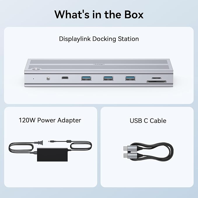 USB C Docking Station 3 Monitors with 120W Power Adapter, 4URPC Displaylink Docking Station 3 HDMI for MacBook/Mac mini M4, Windows, and Chrome with USB C(3 HDMI, 5 USB, Ethernet, SD/microSD)