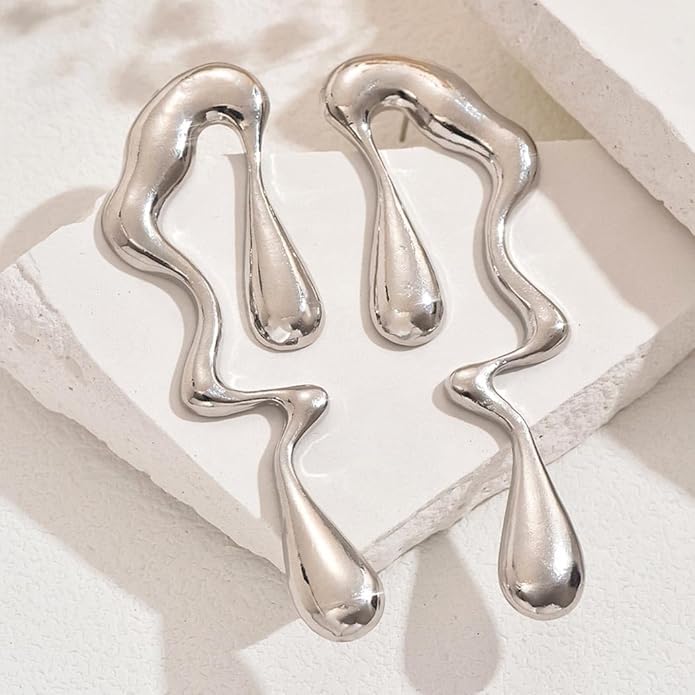 Teardrop Earrings Gold Palated Earrings Large Irregular Geometric Studs Big Lightweight Waterdrop Earrings Jewelry for Women