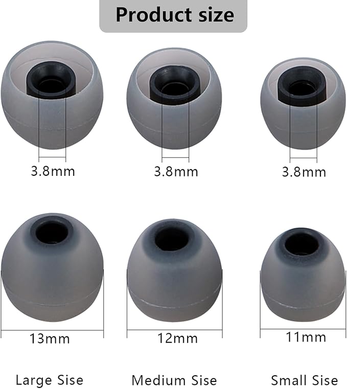 Earbud Replacement Tips Silicone Earbud Tips Earbud Covers Fit for in-Ear Headphones (Inner Hole 3.8mm -5.1mm) Ear Tips Earbud Rubber Tips 9 Pairs S/M/L