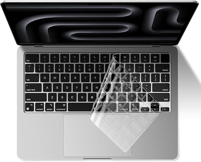 EooCoo Premium Keyboard Cover Skin Ultra Thin Protector Compatible with 2025-2021 MacBook Air 15" 13.6" M4 M3 M2 Chip, MacBook Pro 14" 16" M4 M3 M2 M1 Pro Max Chip, Clear
