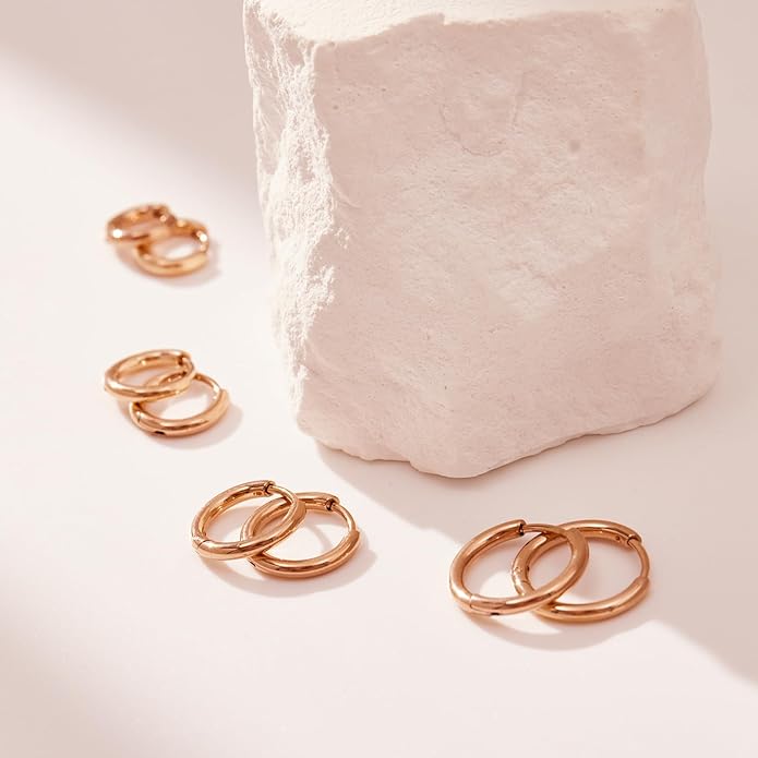 Small Gold Huggie Hoop Earrings Set for Women Men Hypoallergenic 14K Plated Stack Cartilage Earrings, Multiple Piercing Lightweight Mini Thin Cute Dainty Trendy Jewelry Set Christmas Gifts for Women
