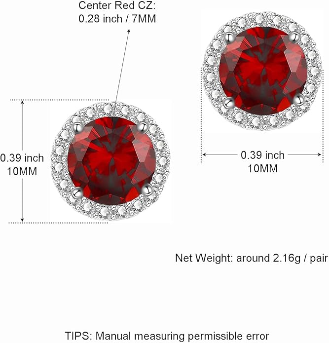 YOMELA Cubic Zirconia Earrings Studs, Halo CZ Birthstone Simulated Diamond Stud Earrings for Women