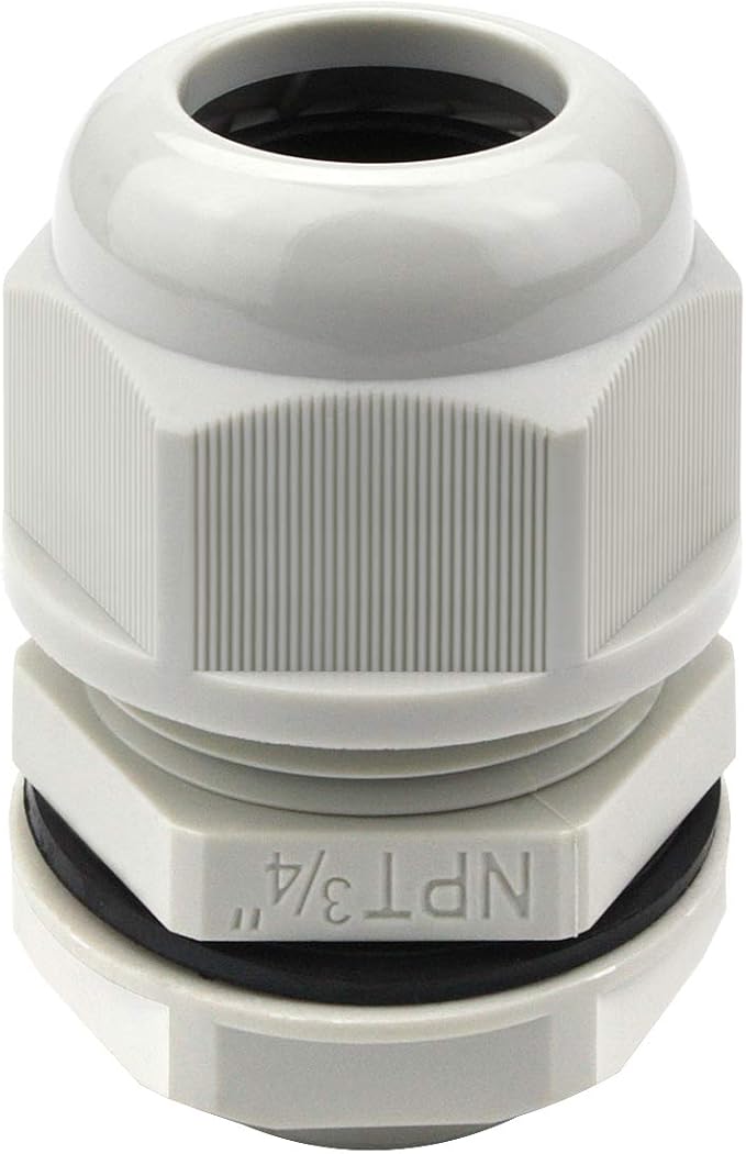 XHF 20 Pcs 3/4" IP68 Strain Relief Nylon Cord Grip Waterproof NPT Cable Glands Adjustable UL Listed and RoHS Compliant(Grey)